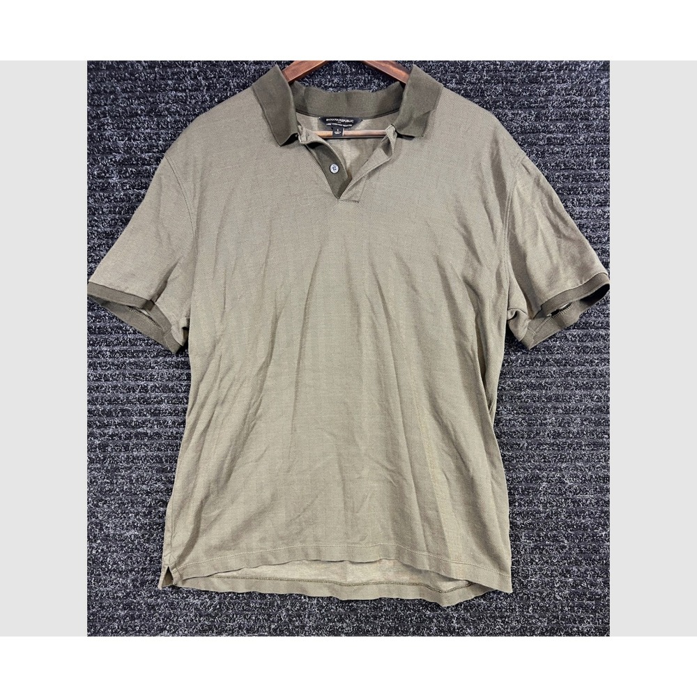 Banana Republic Luxe Touch Polo Shirt Short Sleeve Casual Top Olive‎ L